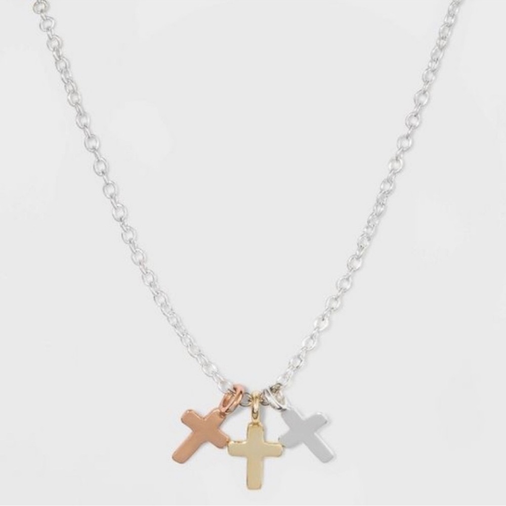 18k gold plated Cross necklace new